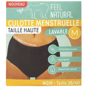 FEEL NATURAL Culotte menstruelle lavable noire taille haute taille 34/36 3  pièces pas cher 