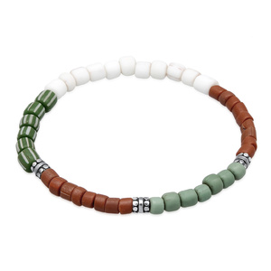 KUZZOI Bracelet Hommes perles de verre multicolores en argent sterling 925 Bracelet