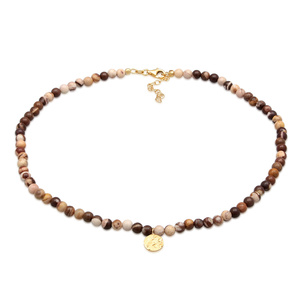 Elli PREMIUM Collier Femmes plaquette perles boho avec pierre précieuse Jasper en collier