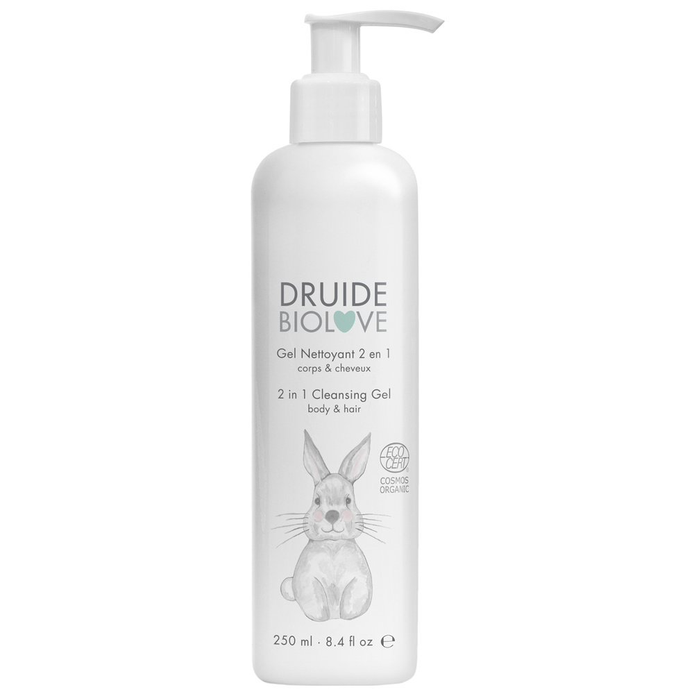 druide - Gel Nettoyant 2 en 1 corps et cheveux Soin lavant Bio ultra-doux pour bébés jeunes enfants | Druide BioLove 250 ml