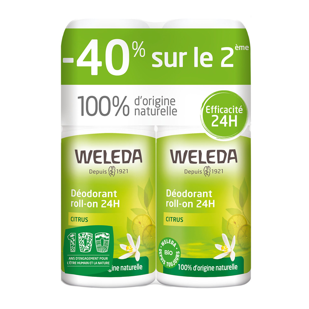 WELEDA - Duo Déodorant roll-on 24H Citrus - 2 x 50 ml Hygiène 100 ml