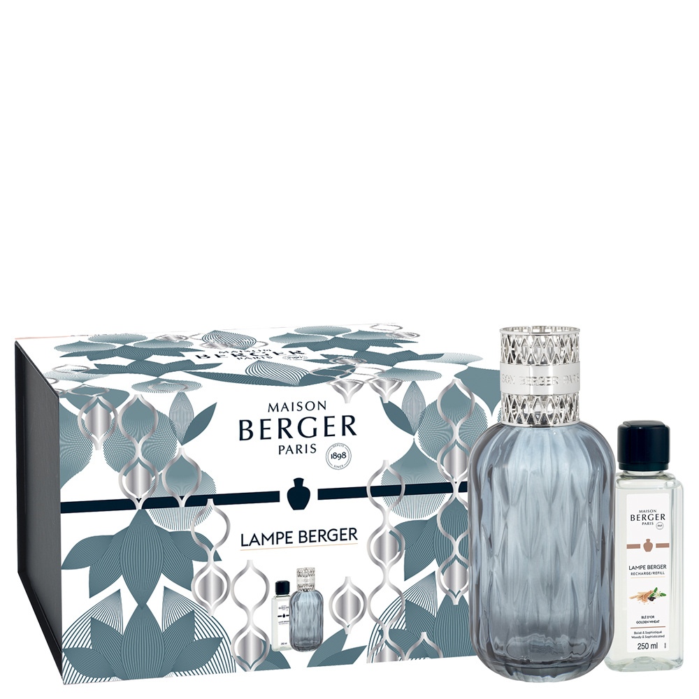 Maison Berger - Coffret lampe Quintessence bleu parfum Blé d'or Lampe 1 unité
