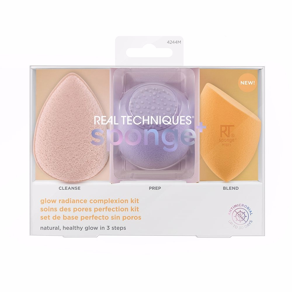 Real Techniques - Sponge+ Glow Radiance Complexion Coffret Real Techniques éponge à maquillage 1 unité